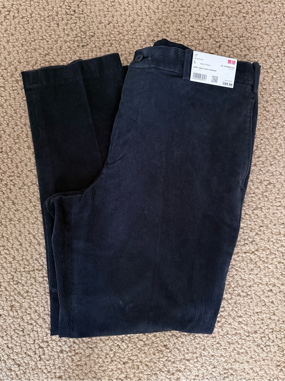 UNIQLO Men’s Corduroy Pants dark grey NWT